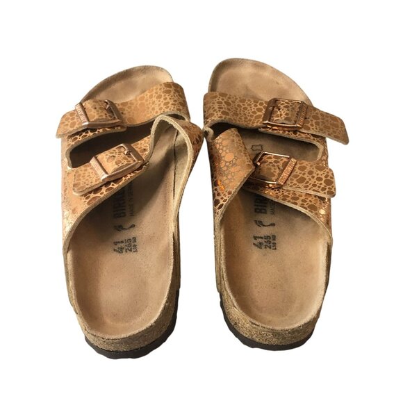 Birkenstock Arizona Sandals Metallic Stones Copper Birko-Flor 41 US 10 Narrow - Picture 4 of 6